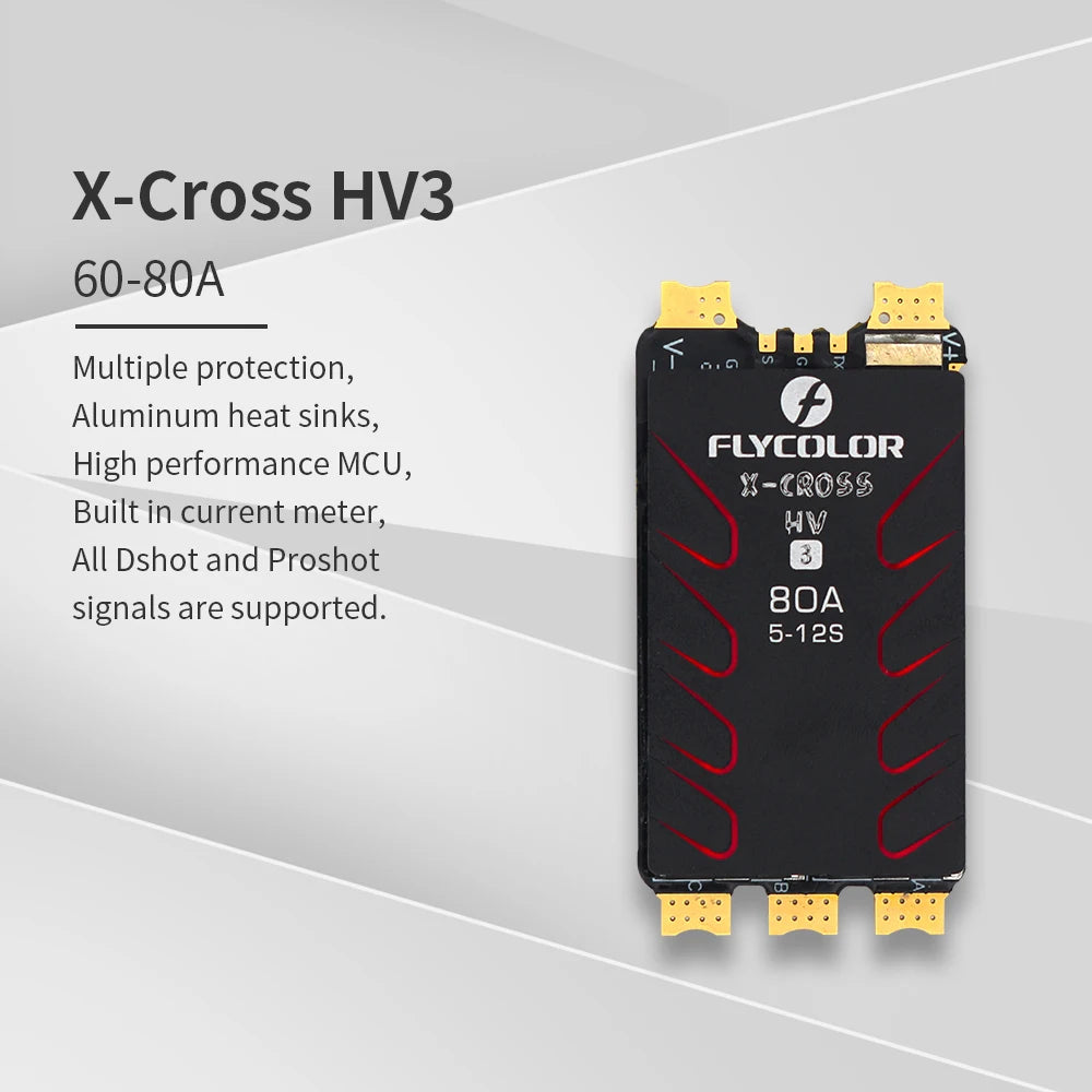 FLYCOLOR X-CROSS HV3 60A/80A/120A/160A ESC 5-12S BLHeli-32 Dshot Proshot 64MHz 32-Bit Speed Controller for RC FPV Racing Drone FLYCOLOR X-CROSS HV3 60A/80A/120A/160A ESC 5-12S BLHeli-32 Dshot Proshot 64MHz 32-Bit Speed Controller for RC FPV Racing Drone